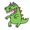 Cute angry cartoon dinosaur. Vector illustration.