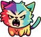 Cute angry cat hissing. Furious kitten with open mouth showing sharp teeth