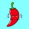 Cute angry Chili pepper character. Vector hand drawn cartoon kawaii character illustration icon. Isolated on blue