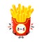 Cute angry french fries character. Vector hand drawn cartoon kawaii character illustration icon. Isolated on white