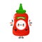 Cute angry ketchup character. Vector hand drawn cartoon kawaii character illustration icon. Isolated on white background