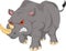Cute angry rhino cartoon