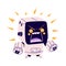 Cute angry robot in retro futuristic style. Android bot character, smart machine