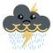 Cute angry thunderstorm weather icon
