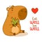 Cute animal capybara. Vector illustration. Funny capibara character rodent for cards, design, print, kids collection.