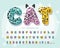 Cute animal cartoon font for kids. Funny leopard, jaguar, cheetah skin alphabet. Decorative fur print letters and