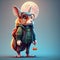 Cute Animal Characters a fullbody cute the rabbit carries a mountain bag wearing