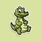 Cute Animal crocodile sticker design vector