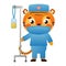 Cute animal doctor in mask and holding medical dropper, healthcare concept
