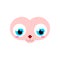 Cute animal face isolated. Cartoon beast face child. kawaii muzzle vector illustration