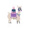 Cute animal llama or alpaca from Peru carries items and luggage with suitcases and weights.