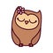 Cute animal owl female bird cartoon icon