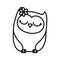 Cute animal owl female bird cartoon icon thick line