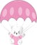 Cute animal pink koala or panda pink baby vector illustration