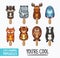 Cute animal popsicles illustration. Vector ice cream set