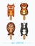 Cute animal popsicles illustration. Vector ice cream set