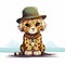 Cute Animal Portrait: Adventure-themed Leopard With Hat