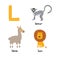 Cute Animal Zoo Alphabet. Letter L for Lion, Lemur, Lama.