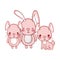 Cute animals, adorable bunnies cartoon isolated icon design