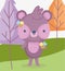 Cute animals bear with bees forest trees meadow cartoon