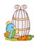 Cute animals, blue parrot and carrot cartoon