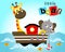Cute animals cartoon, sailing with wooden boat