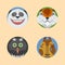 Cute animals emotions icons fun set face happy character emoji comic adorable pet and expression smile
