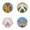 Cute animals emotions icons fun set face happy character emoji comic adorable pet and expression smile