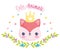 Cute animals fox face with crown leaves flowers cartoon