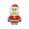 cute animals, goose wearing christmas costumes, cute animals wearing santa clothes, cartoon characters in kawaii and shiny style