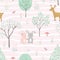 Cute animals happy on springtime seamless pattern,for decorative,kid product,fashion,fabric,wallpaper and all print
