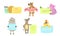 Cute Animals Holding Banners Set, Adorable Happy Cartoon Characters Standing with Blank Sheets of Paper, Snail, Dog, Pig