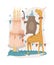 Cute animals illustration for kids or baby birthday party invitation, card, poster. Funny bear, giraffe, crocodile
