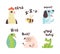 Cute Animals Making Noisy Sounds and Uttering Vector Set