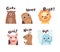 Cute Animals Making Noisy Sounds and Uttering Vector Set