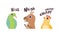 Cute Animals Making Sounds Set, Adorable Snake, Kangaroo, Chicken Saying Hiss, Neigh, Cheep Cartoon Vector Illustration