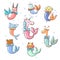 Cute animals with mermaid tails vector collection