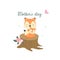 Cute animals for Mother`s Day. Foxes mom and baby.