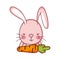 Cute animals, rabbit with carrot food cartoon isolated icon design