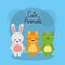 Cute animals rabbit tiger and frog baby friendly