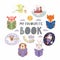 Cute animals reading books set