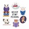 Cute animals reading books set