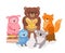 Cute animals reading. Wild animal read books, funny bear holding book. School study, library child characters