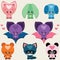 Cute animals set