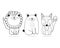 Cute animals sketch wildlife cartoon adorable lion bear and fox