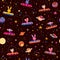 Cute animals in space kids pattern