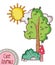 Cute animals, tree bush mushroom sun cartoon