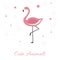 Cute Animals vector illustration with Pink Flamingo. lettering isolated illustration on white background