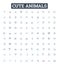 Cute animals vector line icons set. Furry, Puppy, Kitten, Cuddly, Lamb, Bunny, Adorable illustration outline concept