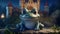 a cute animation inspired frog in fornt of a castle, children good night style, ai generated image